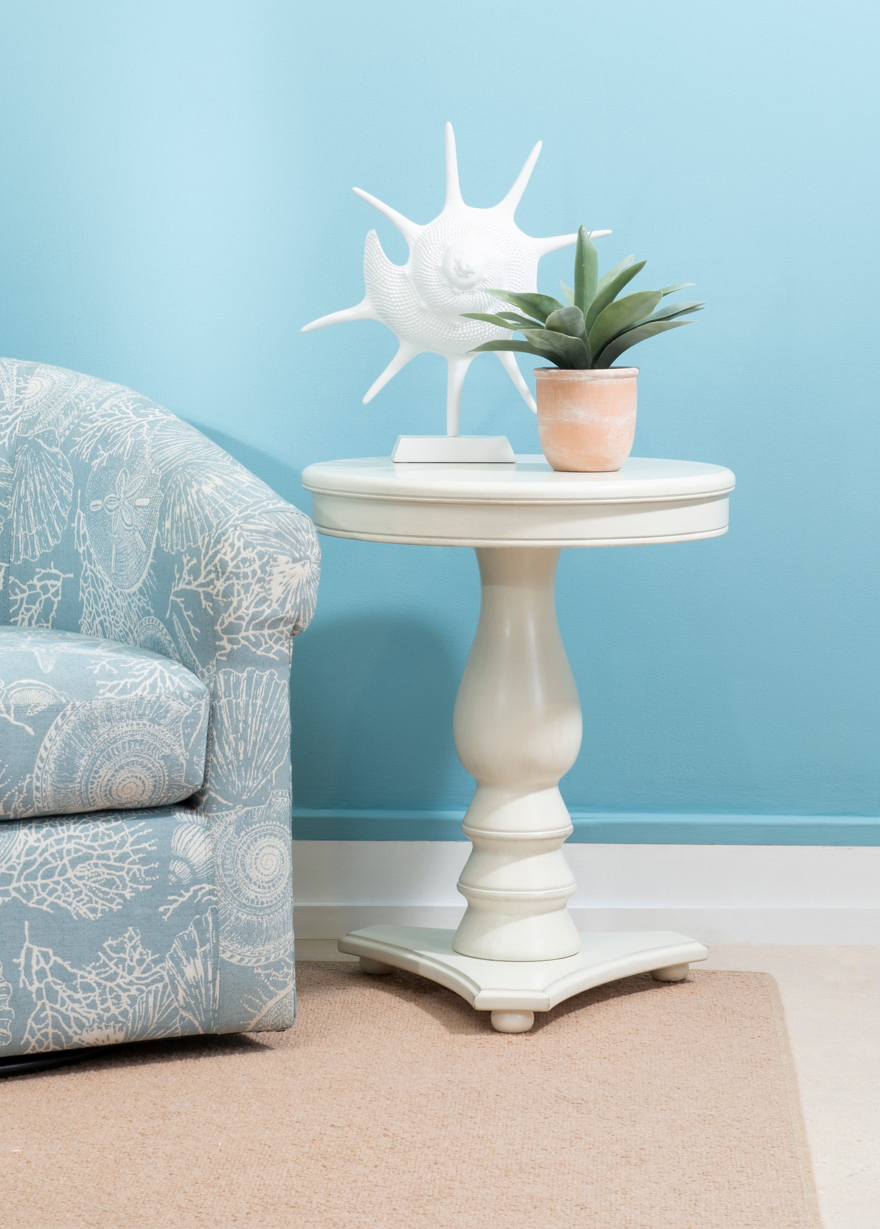 Stanton Round Pedestal Accent Side Table, Light Gray