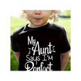 thumbnail image 1 of Comfy 'My aunt Says i'm Perfect Just Like Her' Cotton Tee for Girls - Casual Black Short Sleeve T-Shirt with Cute Letter Print, Breathable Knit Fabric, Machine Washable - ideal for Summer, Cute T Shi, 1 of 6