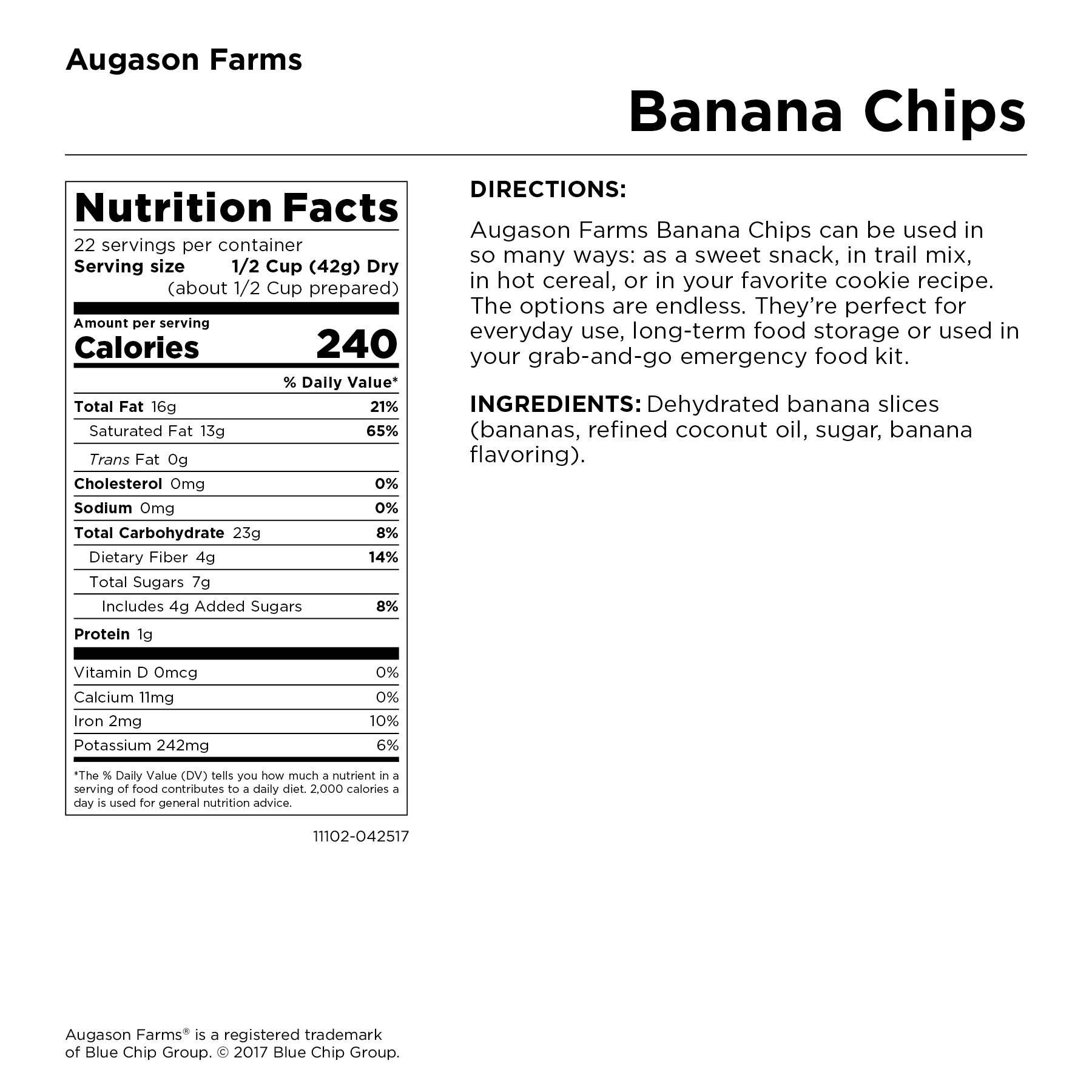 Augason Farms Banana Chips 2 lbs 1 oz No. 10 Can - image 5 of 8