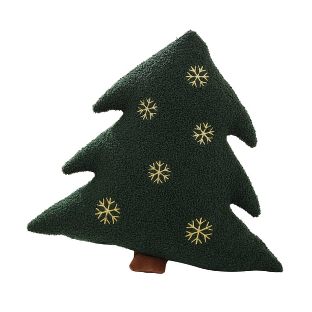 Cojín decorativo de Navidad con forma de árbol de Navidad, cojín para sofá, cama o cama. Funda de cojín roja.