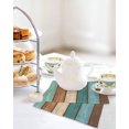 thumbnail image 4 of Farmhouse Blue Teal Brown Kitchen Dish Towels for Drying Dishes Set of 3, Ombre Wooden Vintage Waffle Weave Microfiber Hand Tea Bathroom Towels Quick Dry & Absorbent Towel 12x12, 4 of 7