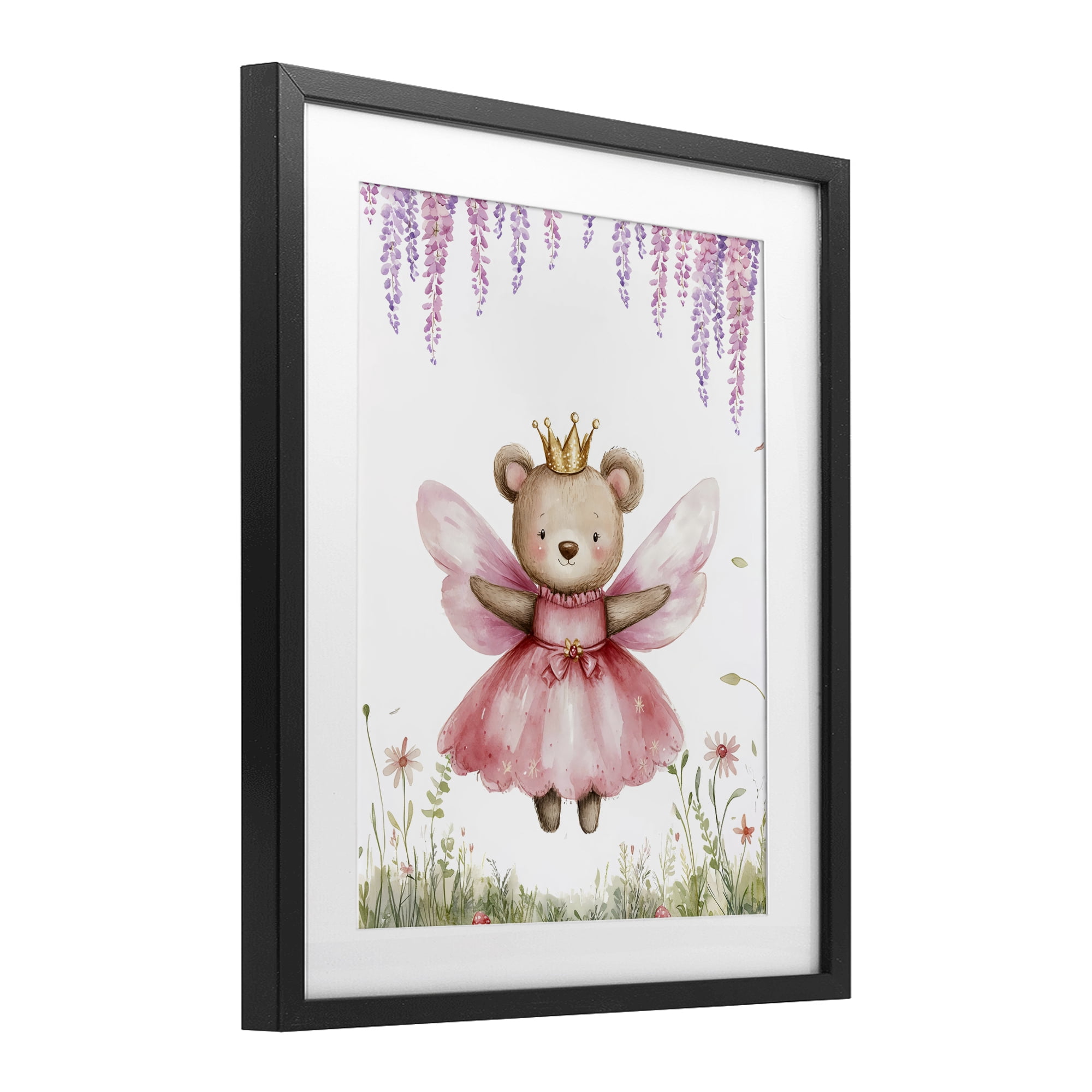 Stupell Industries Woodland Bear Forest Fairy Black Framed Print Under Glass, design by LSR Design Studio