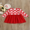 thumbnail image 3 of CNKOO Bébé Fille Robe à Manches Longues Coeur Imprimé Maille Patchwork Ceinture Décor Robe de Cou, 3 of 6