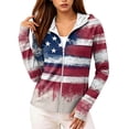 thumbnail image 3 of 250th Anniversary Patriotic Hoodie for Women - Vintage American Flag Sun Protection Jacket with Pockets, Full Zip Up Long Sleeve Athletic Cover Up for Independence Day Beige L, 3 of 6
