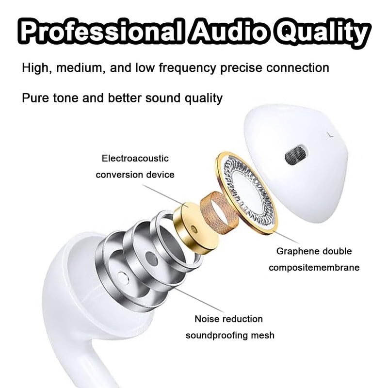 USB C Headphones Compatible with iPhone 17 16 15, for iPad Pro, Type-C Earphones with Microphone Volume Control Wired Earbuds, for Google Pixel 8 7 6A 5 for Samsung S25 S24 S23 S22 S21 S20 A55 -White