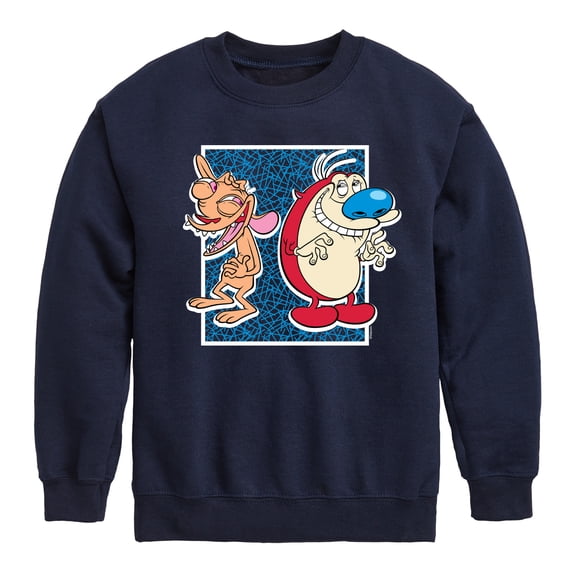 Ren & Stimpy - Friendly Laughter Boys' Graphic Long Sleeve Fleece Sweatshirt
