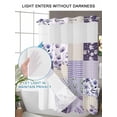 thumbnail image 6 of No Hook Shower Curtain with Snap-in Liner, Spring Floral Waterproof Fabric Bathroom Curtains, Dark Purple Flowers Patchwork Grid Bohemia Bath Curtains & Mesh Top Window Stall 48"x72", 6 of 9