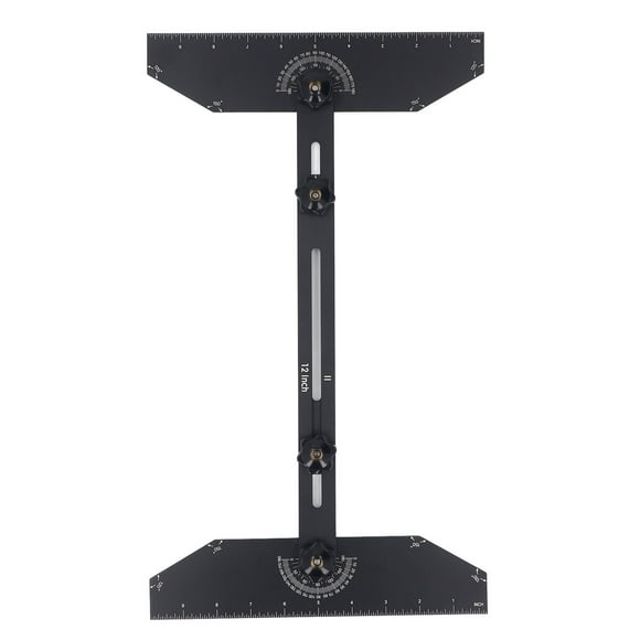 Aluminum Stair Tread Template Tool, Cutting Guide 360 Degree Rotating Stairs Treads Gauge with 4 Knobs for Shelf