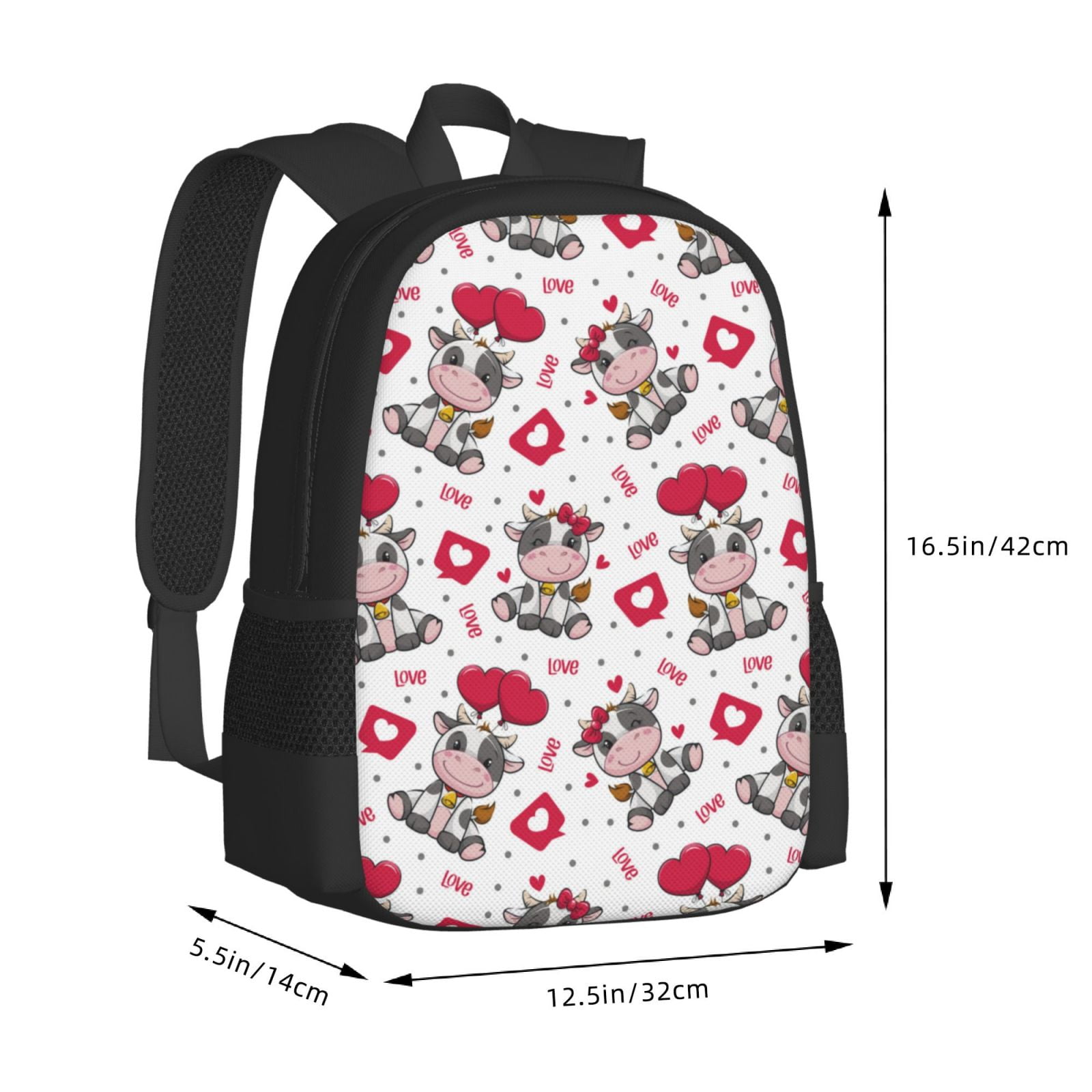 Vsdgher Caring Cow Print Backpack for Women Men School Bookbag with Laptop Compartment for College Work Travel, Simple Fashion Casual Daypack, Fit 15" Laptop