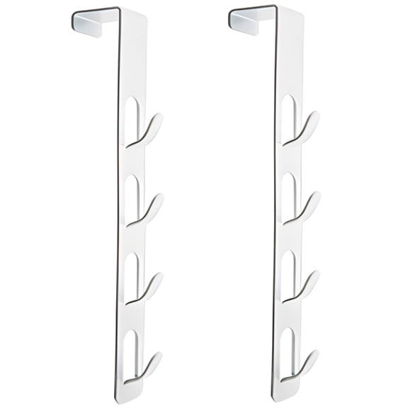 2 PCS Over the Door Coat Rack, Door Hanging Rack for 4 Hats, No Drilling Hat Hanger for Door, Space-Saving Metal Hook Organizer for Hats Coats Bags Keys, No Damage, Fit Most Doors