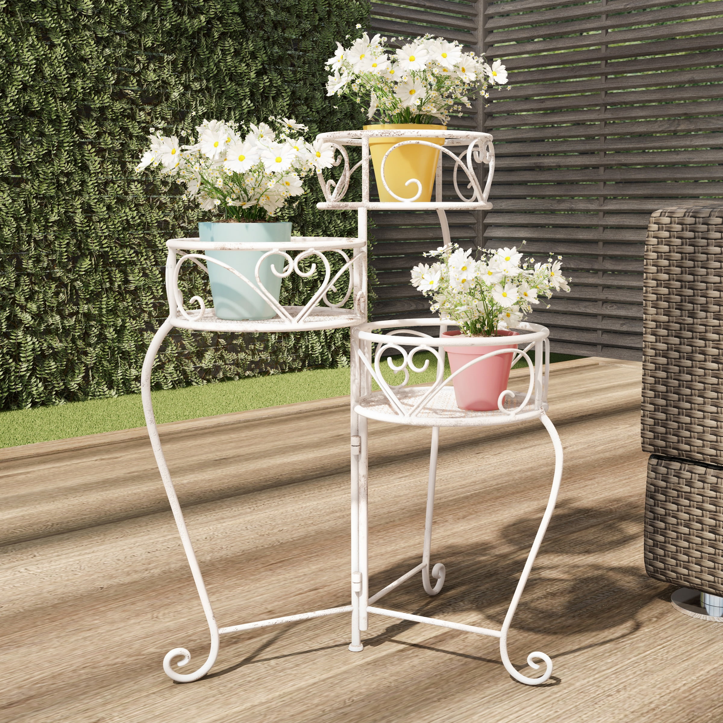 3 TIER Metal Shelves Flower Pot Plant Stand Display Indoor Outdoor Garden Patio 