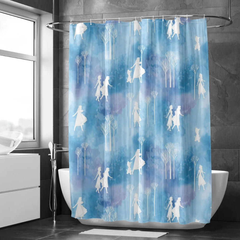 Frozen Shower Curtain Liner Cartoon Print Bathroom Decor Curtains with