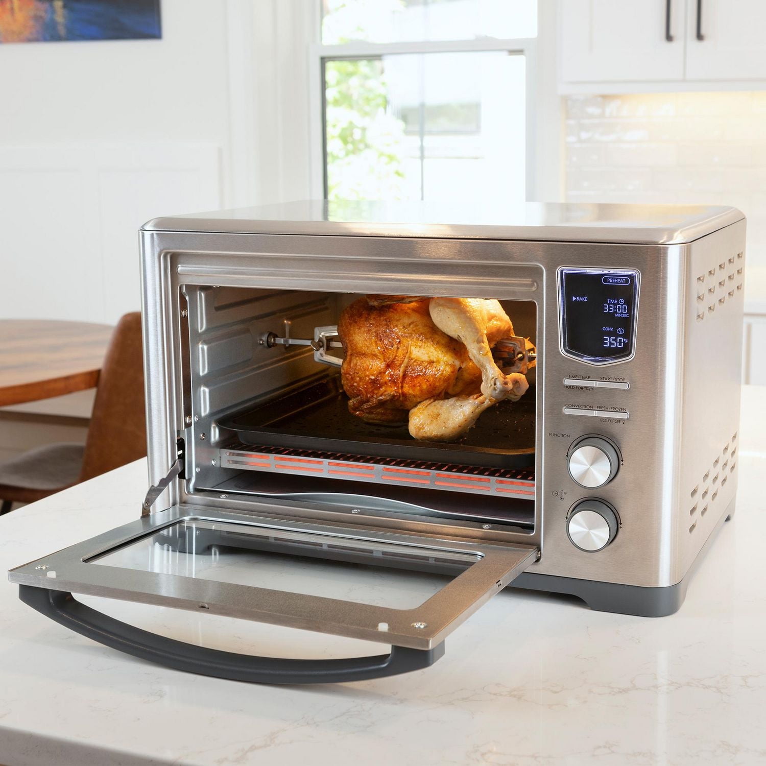 Four grille-pain à friteuse à air numérique Kenmore 11 en 1, préchauffage rapide avec four à friteuse à air à minuterie automatique, acier inoxydable Cool-touch de 1 700 W.