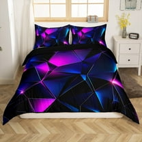 Erosebridal Chic Geometric Comforter Cover Twin, Black Purple Bedding Twin Size, Modern Abstract Decor, Reversible 2pcs(No Comforter)
