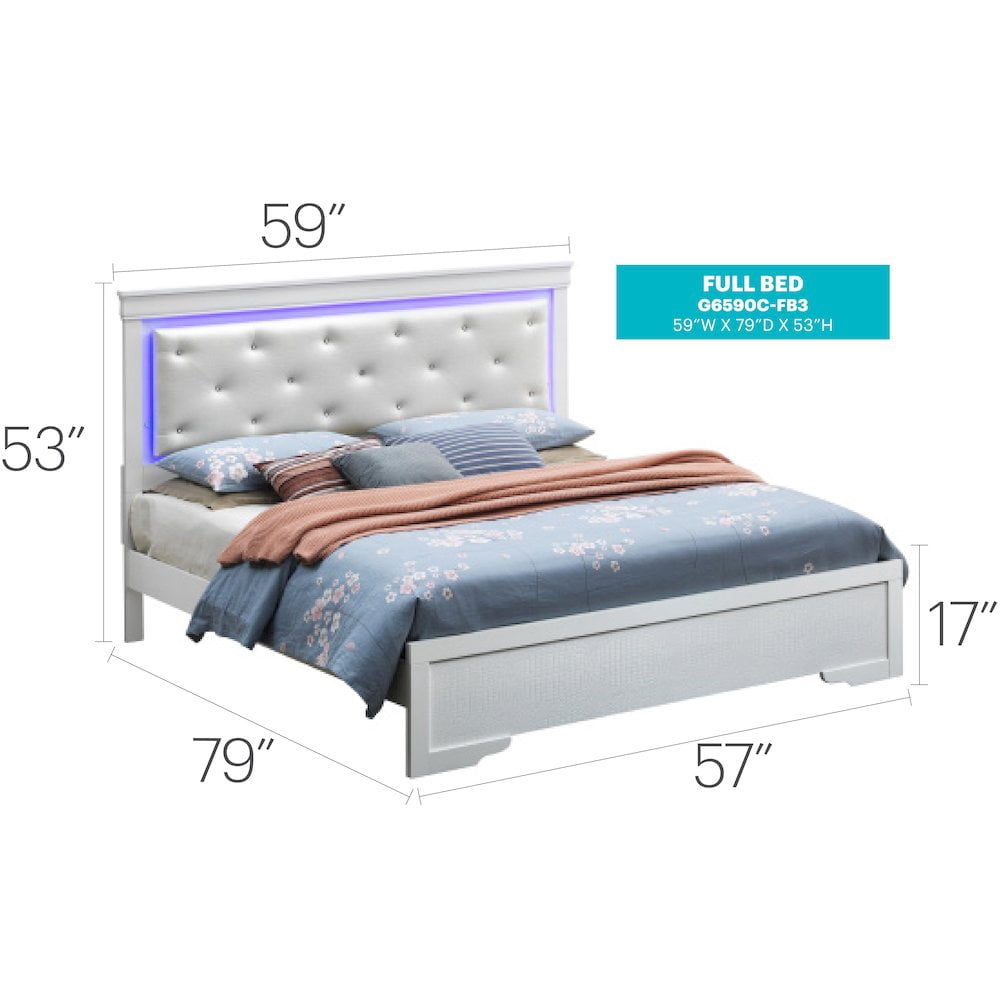 Glory Furniture Lorana Full Bed in White Color