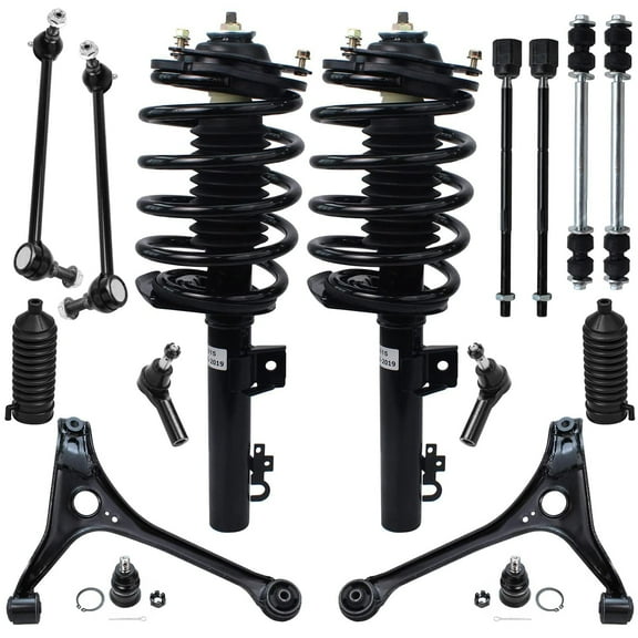 Detroit Axle - 16pc Front End Suspension Kit for 98-07 Ford Taurus 98-05 Mercury Sable, Struts Lower Control Arms Lower Ball Joints Front & Rear Sway Bars Tie Rods Boots Replacement
