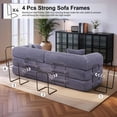 thumbnail image 4 of Convertible Floor Sofa Bed, Holaki 63" Foldable Compression Loveseat Lounge Sleeper Sofa with Pillow & Fixed-Shape Frame, Corduroy Folding Boneless Sofa Couch for Living Room, Small Space, Gray, 4 of 8