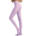 thumbnail image 3 of Women's Semi-Opaque Footed Tights, Solid Color Pantyhose, 13 Color Options, Tummy Control Leggings, Everyday Comfort Wear, Versatile Opaque Tights - Light Violet, 3 of 5