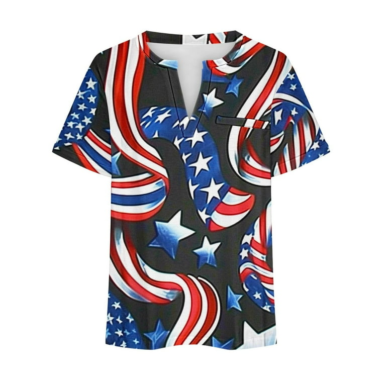 Plus-Size American Flag Shirt Women - Oversized Patriotic Tee, 4th Of July Top, Green, 3XL
