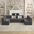 thumbnail image 6 of Corner sofa Compressed Sectional Sofa Modern Minimalist Style Corduroy Couch, Sleeper Sofa for Living Room, Bedroom, Comfy Compressed Sofa Couch Space-Efficient Design-GRAY, 6 of 7