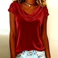 thumbnail image 4 of Camisas de Color Sólido para las Mujeres Plisado Estirable Puños Cuello en V Suéter de Manga Larga Blusa, Camisas de Manga Larga de las Mujeres, 4 of 5