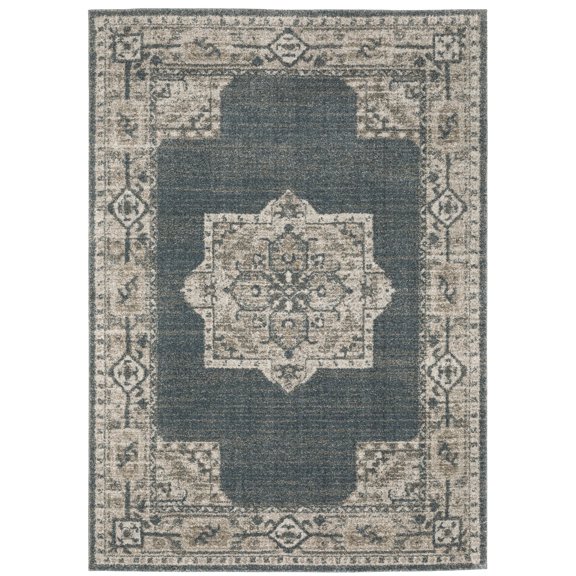 Oriental Weavers Alton Area Rug 5501B Traditional Blue Distressed Oriental 5' 3" X 7' 6" Rectangle