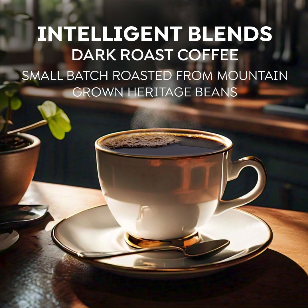 Intelligent Blends Dark Roast Coffee Pods, 100ct. Solar Energy Produced Single Serve Dark Roast Coffee Pods - 100% Arabica Beans California Roasted, KCup Compatible