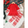 thumbnail image 4 of Hotiary Toddler Baby Girl Christmas Outfits Fall Winter Ruffle Long Sleeve Xmas Elk Reindeer Print Tunic Dress Long Pant 2Pcs Set for 18M-5T, 4 of 8