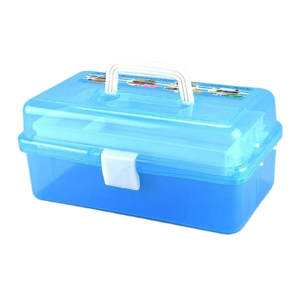 12 inch art supply craft storage tool box, semi clear with two