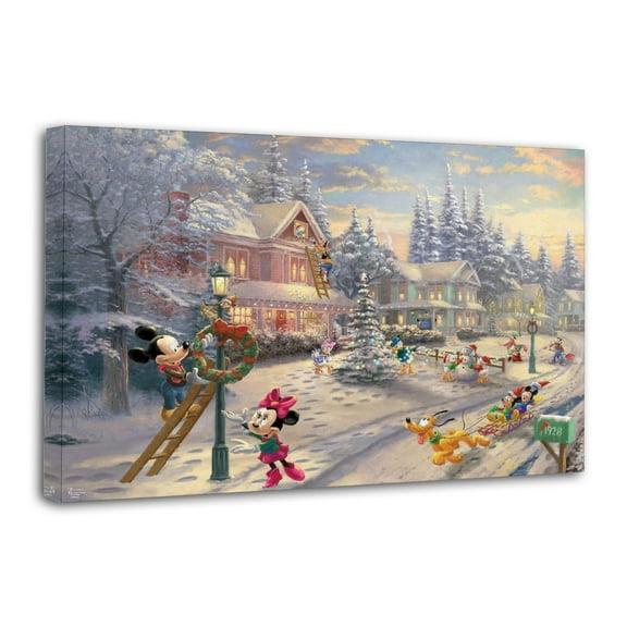 Mickeys & Minnies Victorian Christmas Wall Art Poster Scroll Canvas Painting Picture Living Room Decor Home 08x12inch(20x30cm)