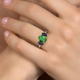 thumbnail image 4 of Gem Stone King 925 Silver and 10K Yellow Gold Green Nano Emerald and Blue Sapphire and Lab Grown Diamond Engagement Ring for Women | 2.67 Cttw | Oval 9X7MM | May Birthstone | Size 7, 4 of 6