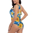 thumbnail image 4 of Rateoe Blue Ocean Wave Sunflower Pattern Women One Piece Swimsuits Tummy Control One Shoulder Bathing Suits Ruffle Swimwear-Medium, 4 of 6