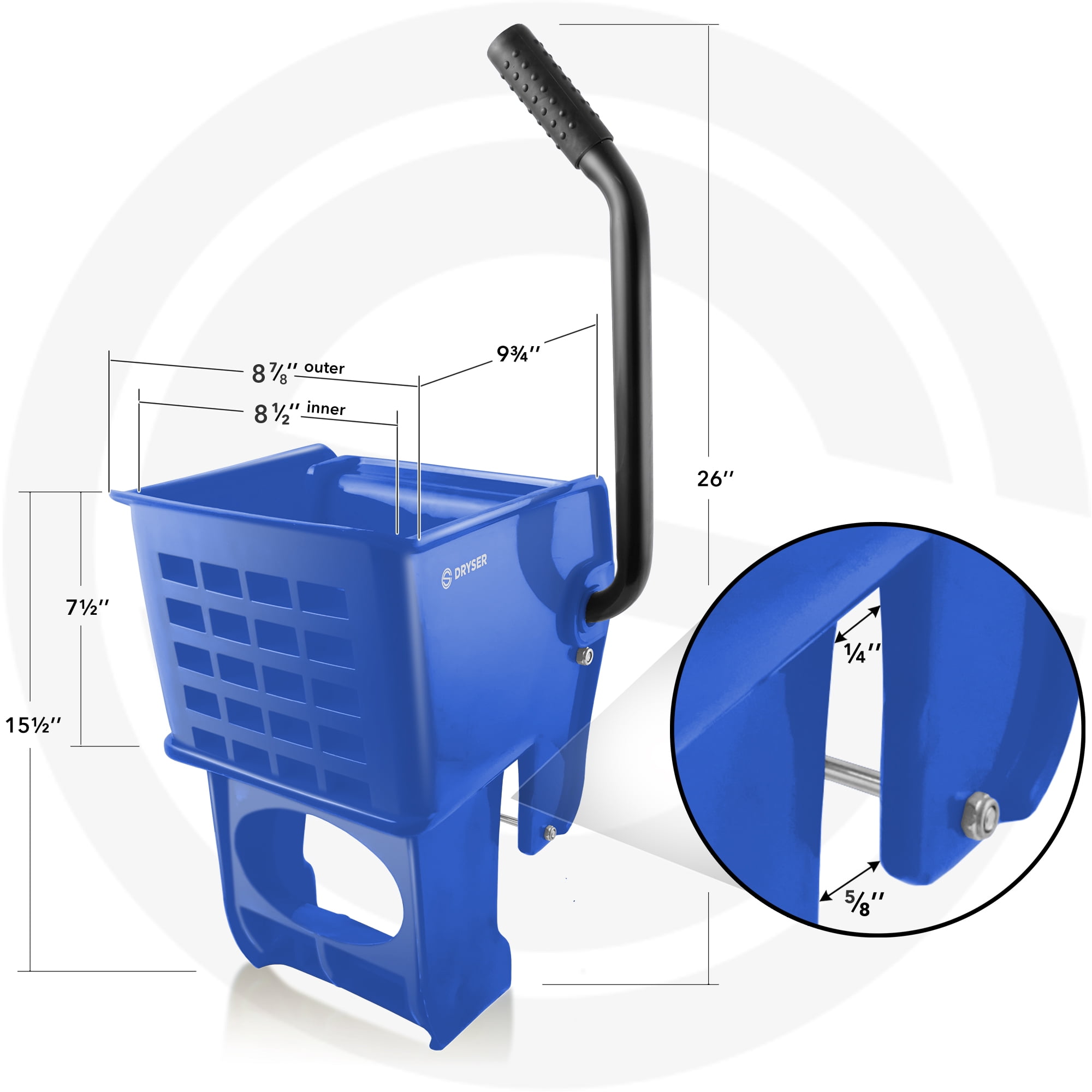 Dryser Side Press Wringer Replacement for Commercial Mop Bucket, 26 and 33 qt. - Blue