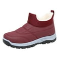 thumbnail image 7 of Winter Snow Boots for Women Thickened Warm Furry Lined Slip on Waterproof Ankle Booties Anti Slip Lighweight Hiking Shoes Red Size 8, 7 of 7