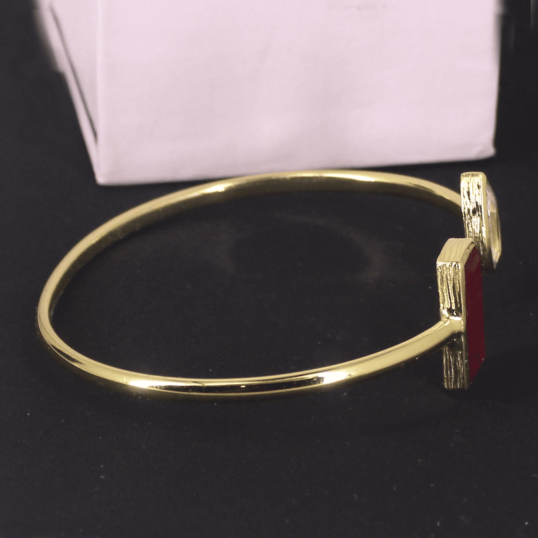 Maya Natural Red jade And Crystal 18k Gold Plated Bracelet
