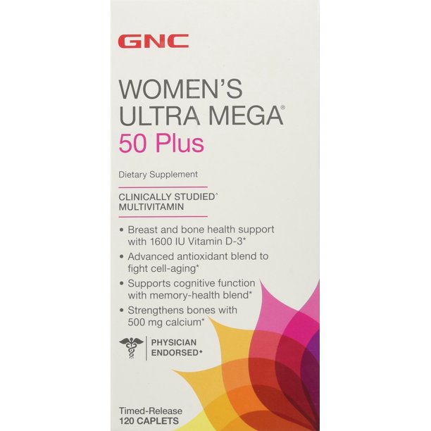 GNC Women's Ultra Mega 50 Plus Multivitamin for Women, 120 Count