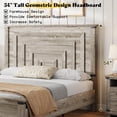 thumbnail image 5 of Amerlife Farmhouse Full Size Bed Frame with 54" Tall Geometric Headboard & Storage Drawers, Grey, 5 of 10