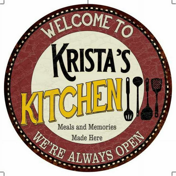 Krista's Kitchen 14" Round Metal Sign Bar Game Room Wall Decor 100140040390