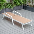 thumbnail image 2 of LeisureMod Marlin Patio Chaise Lounge Chair With Arms Aluminum Frame Light Brown, 2 of 12