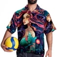 thumbnail image 4 of Mermaid Men's Casual Hawaiian Shirts, Printed Button Down Short Sleeve Summer Beach Tops with Spread Collar - Unisex, 4 of 6