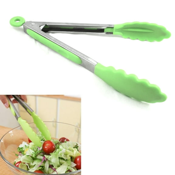 1 Kitchen Tong Food Grade Stainless Steel Silicone Locking Turner Kitchen Utensil