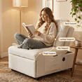 thumbnail image 5 of Single Sofa Bed Without Armrests Soft Teddy Fabric Texture Skin-Friendly Built-in USB Charging Port Side Storage Pocket Adjustable Backrest Ideal for Small Apartment Living Rooms or Studies, 5 of 7