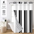 thumbnail image 2 of Mizhona Black Stripes No Hooks Shower Curtains with Snap in Liner Black and White Stripes Hookless Fabric Bathroom Curtain,71"× 71", 2 of 7