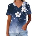 thumbnail image 3 of Camiseta de Manga Corta de la Mujer con Cuello en V Causal, Camiseta de Estante de Imitación de Moda de Verano, 3 of 5