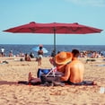 thumbnail image 2 of Veryke 15 x 9 ft. Large Double-Sided Outdoor Patio Umbrella Market w/Crank - Burgundy, 2 of 6