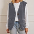 thumbnail image 3 of Women's Velvet Two In One Lapel Sleeveless Vest Jacket Faux Fur Like Winter Fashion, 3 of 6