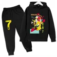 thumbnail image 3 of Conjunto de sudadera y pantalones deportivos para niños, conjunto de 2 piezas para niños y niñas, ropa para niños con estampado de avatar de Ronaldo, 3 of 5