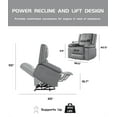 thumbnail image 3 of Garvee Power Lift Recliner Chair, Leather, Heat and Massage, Grey, 3 of 7