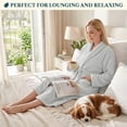 thumbnail image 6 of PAVILIA Light Gray Women Robe Fleece Plush Soft, Fluffy Fuzzy Cozy Warm Lightweight Bathrobe, Shower Spa House Long Robe for Women, S/M, 6 of 10