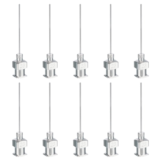 Unique Bargains 10 Pcs 23G 1 Inch Blunt Tip Dispensing Needle with Lure Lock for Refilling Liquid Inks Adhesives